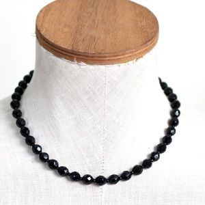 Vintage faceted French jet single strand necklace